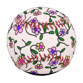 Farbige Blume, rosa Hintergrund, schwarz Baseball (Rückseite)