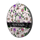 Farbige Blume, rosa Hintergrund, schwarz Dartscheibe (Vorderseite rechts)