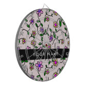 Farbige Blume, rosa Hintergrund, schwarz Dartscheibe (Vorderseite Links)