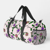 Farbige Blume, rosa Hintergrund, schwarz Duffle Bag (Rechte Ecke)