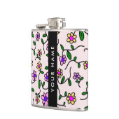 Farbige Blume, rosa Hintergrund, schwarz Flachmann (Links)