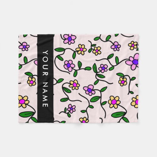 Farbige Blume, rosa Hintergrund, schwarz Fleecedecke (Vorderseite (Horizontal))