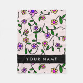 Farbige Blume, rosa Hintergrund, schwarz Fleecedecke (Vorderseite)