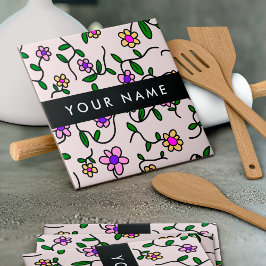 Farbige Blume, rosa Hintergrund, schwarz Fliese