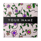 Farbige Blume, rosa Hintergrund, schwarz Fliese (Vorderseite)