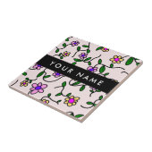 Farbige Blume, rosa Hintergrund, schwarz Fliese (Seite)