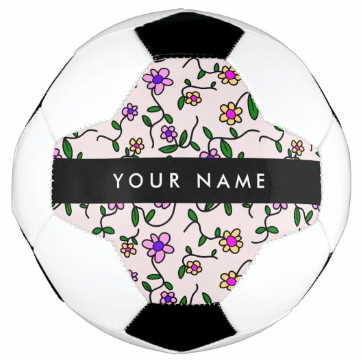 Farbige Blume, rosa Hintergrund, schwarz Fußball (Vorderseite)