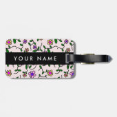 Farbige Blume, rosa Hintergrund, schwarz Gepäckanhänger (Rückseite horizontal)