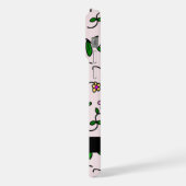 Farbige Blume, rosa Hintergrund, schwarz iPhone Hülle (Linke Seite)