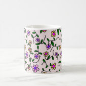 Farbige Blume, rosa Hintergrund, schwarz Kaffeetasse (Mittel)