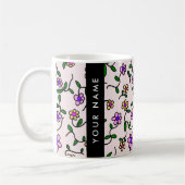 Farbige Blume, rosa Hintergrund, schwarz Kaffeetasse (Links)
