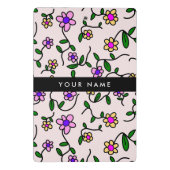 Farbige Blume, rosa Hintergrund, schwarz Mini Klemmbrett (Rückseite)