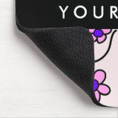 Farbige Blume, rosa Hintergrund, schwarz Mousepad (Ecke)