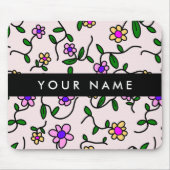 Farbige Blume, rosa Hintergrund, schwarz Mousepad (Vorne)