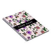 Farbige Blume, rosa Hintergrund, schwarz Notizblock (Rechte Seite)