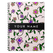 Farbige Blume, rosa Hintergrund, schwarz Notizblock (Vorderseite)