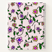 Farbige Blume, rosa Hintergrund, schwarz Notizblock (Rückseite)
