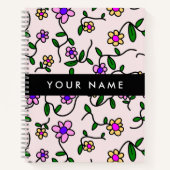 Farbige Blume, rosa Hintergrund, schwarz Notizblock (Vorderseite)