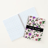 Farbige Blume, rosa Hintergrund, schwarz Notizblock (Innenseite)