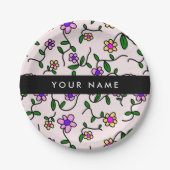 Farbige Blume, rosa Hintergrund, schwarz Pappteller (Vorderseite)