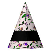 Farbige Blume, rosa Hintergrund, schwarz Partyhütchen (Rückseite)