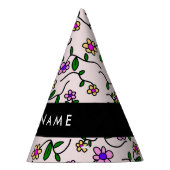 Farbige Blume, rosa Hintergrund, schwarz Partyhütchen (Rechts)