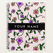 Farbige Blume, rosa Hintergrund, schwarz Planer (Vorderseite)