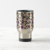 Farbige Blume, rosa Hintergrund, schwarz Reisebecher (Mittel)