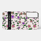 Farbige Blume, rosa Hintergrund, schwarz Samsung Galaxy Hülle (Rückseite (Horizontal))