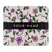 Farbige Blume, rosa Hintergrund, schwarz Schneidebrett (Vorderseite)