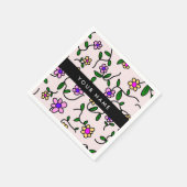 Farbige Blume, rosa Hintergrund, schwarz Serviette (Ecke)