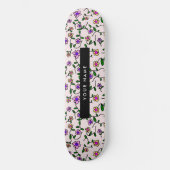 Farbige Blume, rosa Hintergrund, schwarz Skateboard (Vorderseite)