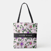 Farbige Blume, rosa Hintergrund, schwarz Tasche (Rückseite)