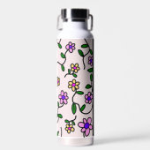 Farbige Blume, rosa Hintergrund, schwarz Trinkflasche (Vorne)