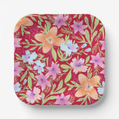 Farbige Blume, rosa, korallenfarben und weiß Pappteller (Vorderseite)