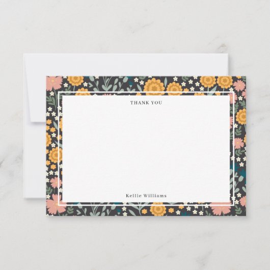 Farbige Blume Rosa Orange Moderne Dankeskarte (Vorderseite)