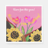 Farbige Blume Rosa Tulpen & Gelbe Sonnenblumen Serviette (Vorderseite)