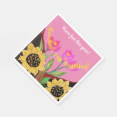 Farbige Blume Rosa Tulpen & Gelbe Sonnenblumen Serviette (Ecke)
