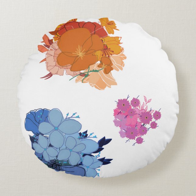 Farbige Blume  Rundes Kissen (Vorderseite)