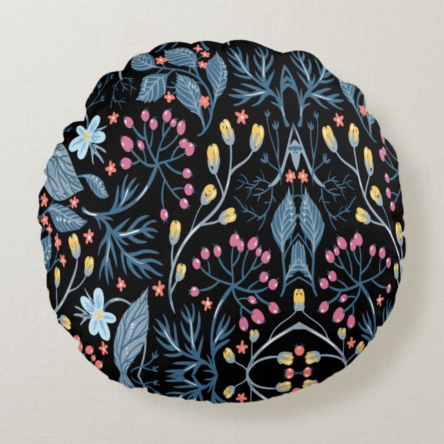 Farbige Blume Rundes Kissen (Vorderseite)