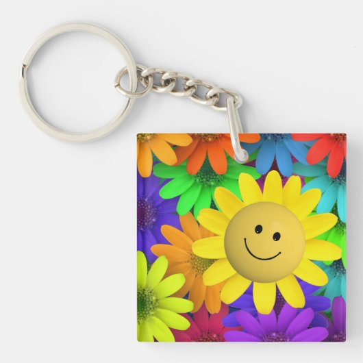 Farbige Blume Schlüsselanhänger (Vorderseite)