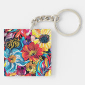 Farbige Blume Schlüsselanhänger (Rückseite)