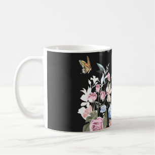 Farbige Blume, Schmetterlinge, Lungenillustrierung Kaffeetasse