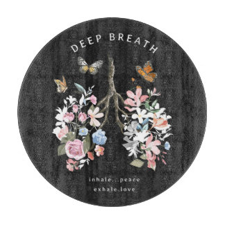 Farbige Blume, Schmetterlinge, Lungenillustrierung Schneidebrett