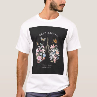 Farbige Blume, Schmetterlinge, Lungenillustrierung T-Shirt