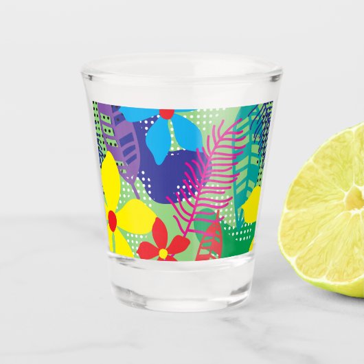 Farbige Blume Schnapsglas (Vorderseite)