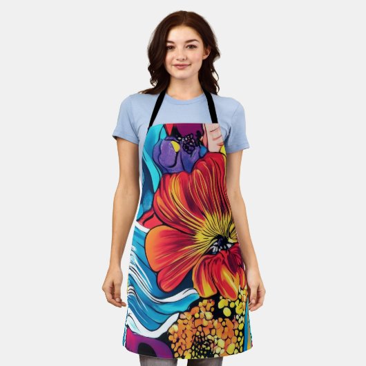 Farbige Blume Schürze (Getragen)