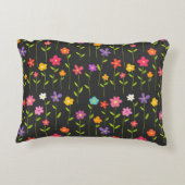 Farbige Blume schwarz Dekokissen (Rückseite)