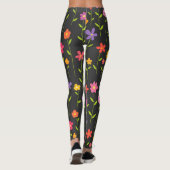 Farbige Blume schwarz Leggings (Rückseite)
