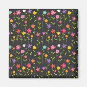 Farbige Blume schwarz Magnet (Vorne)